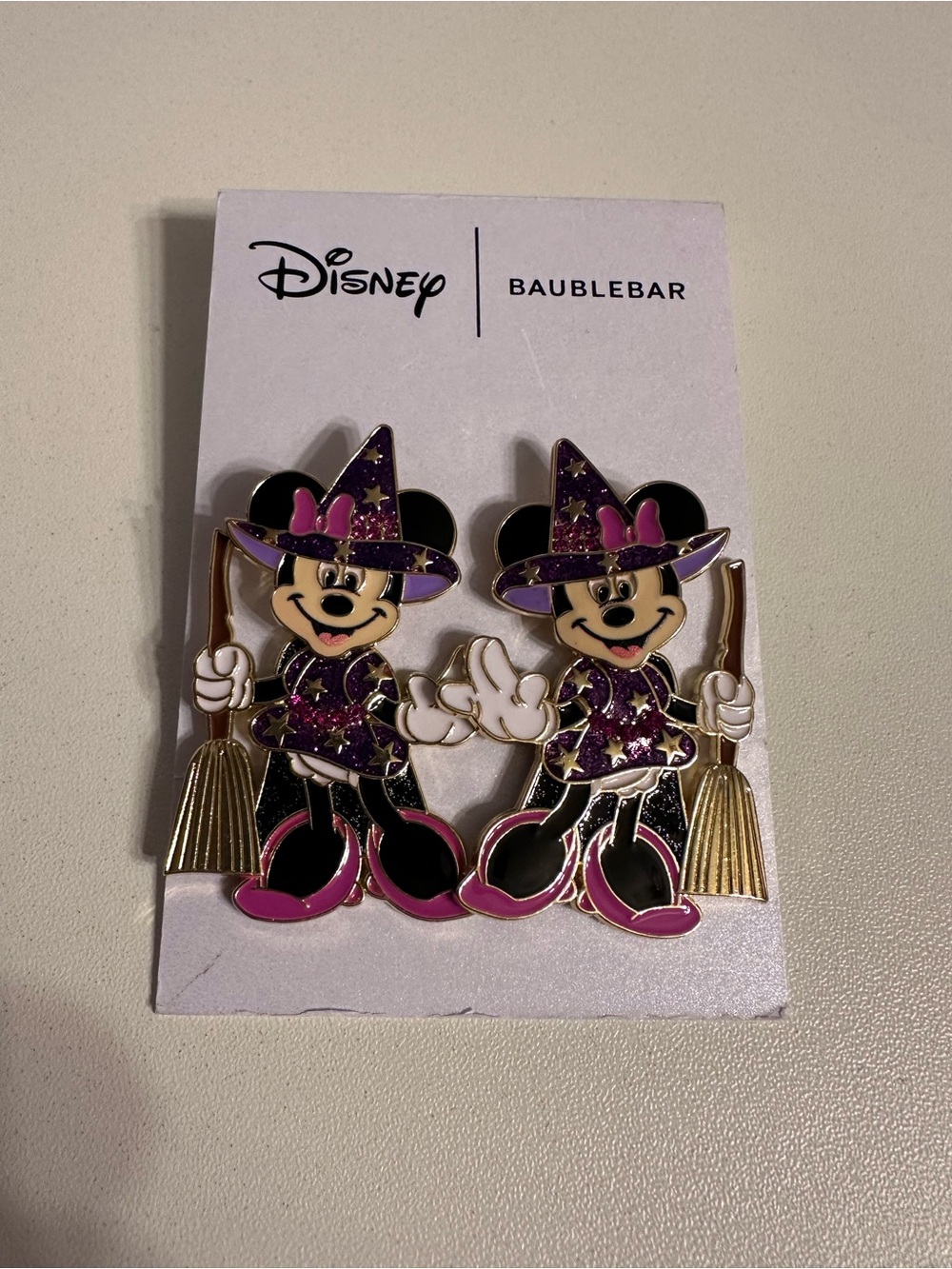 BaubleBar Disney Minnie Witch Earrings - Purple, Pink & Gold Halloween